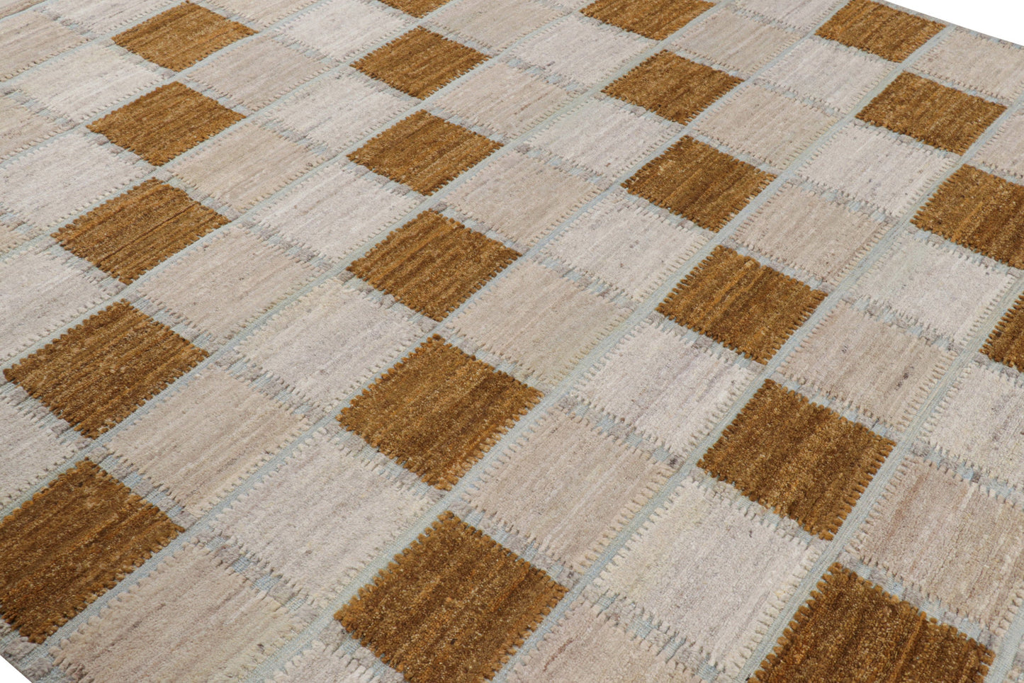 Rug & Kilim's Scandinavian Rug in Gray and Brown Geometric Patterns Rugs
