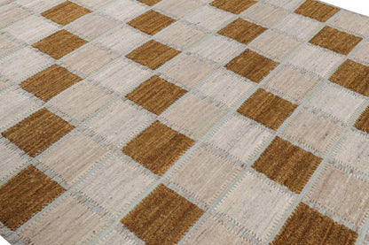 Rug & Kilim's Scandinavian Rug in Gray and Brown Geometric Patterns Rugs