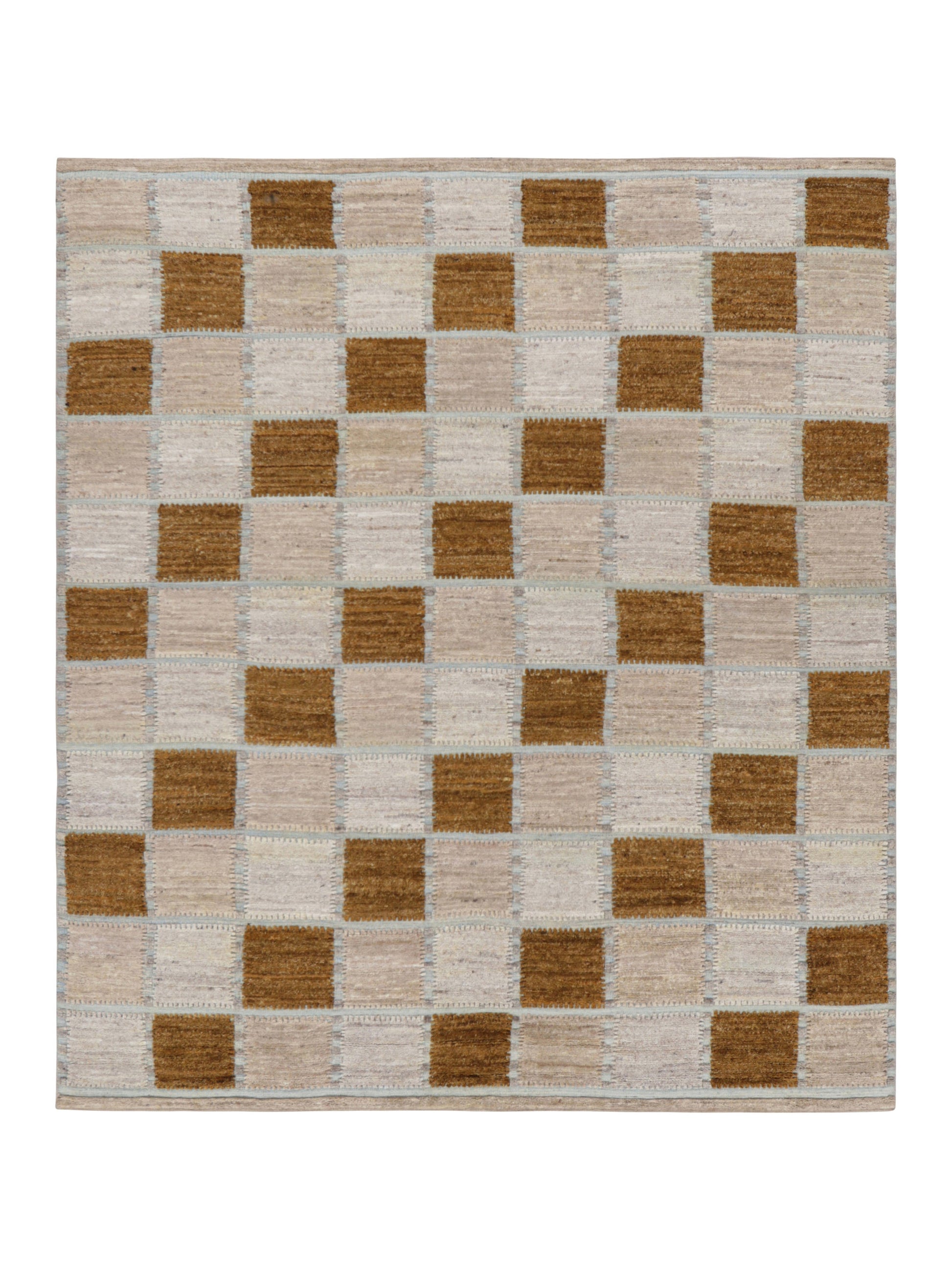 Rug & Kilim's Scandinavian Rug in Gray and Brown Geometric Patterns Rugs