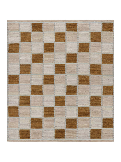 Rug & Kilim's Scandinavian Rug in Gray and Brown Geometric Patterns Rugs