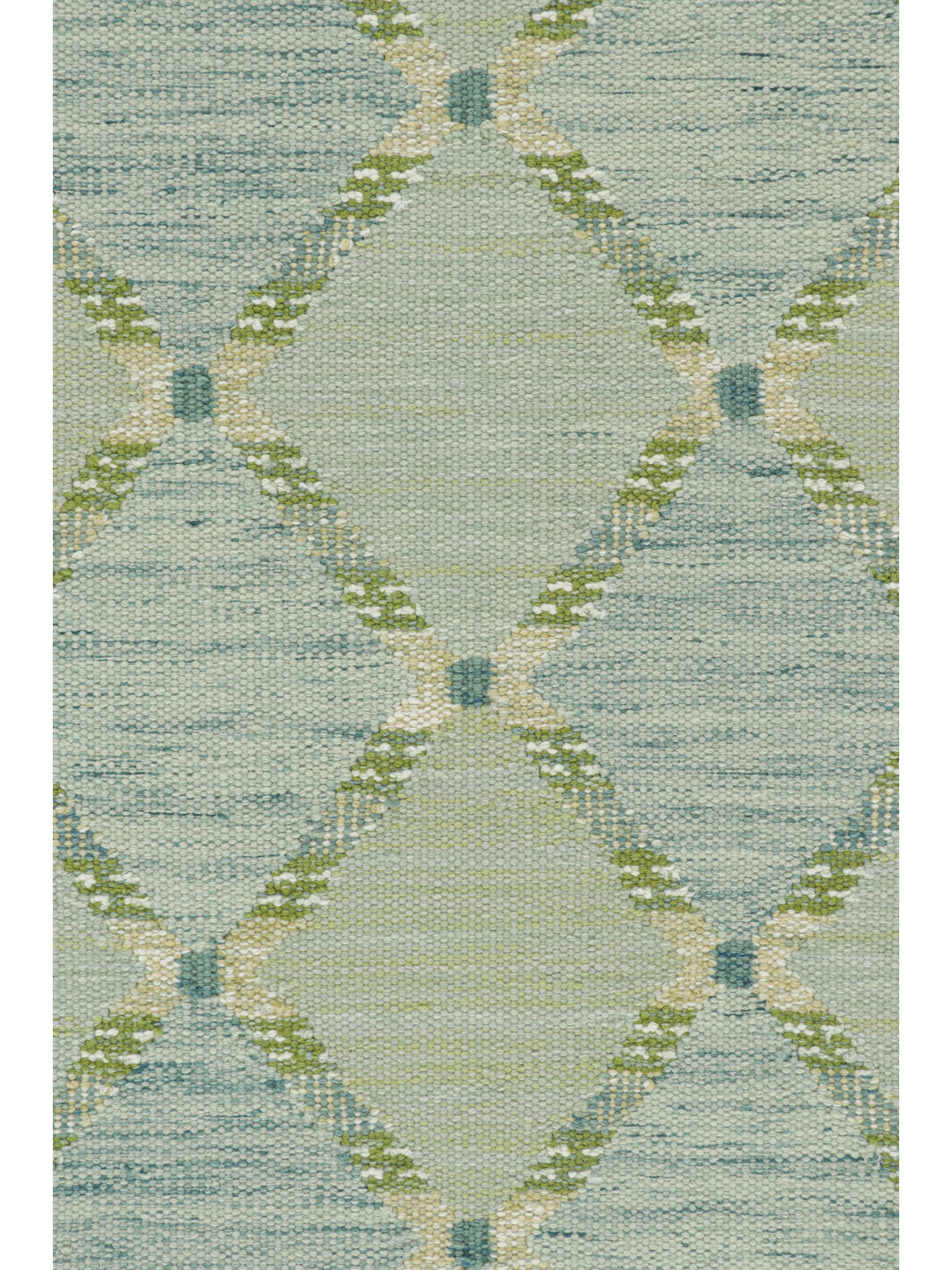 Rug & Kilim's Scandinavian Rug in Green and Blue Lattice Diamond Patterns Rugs