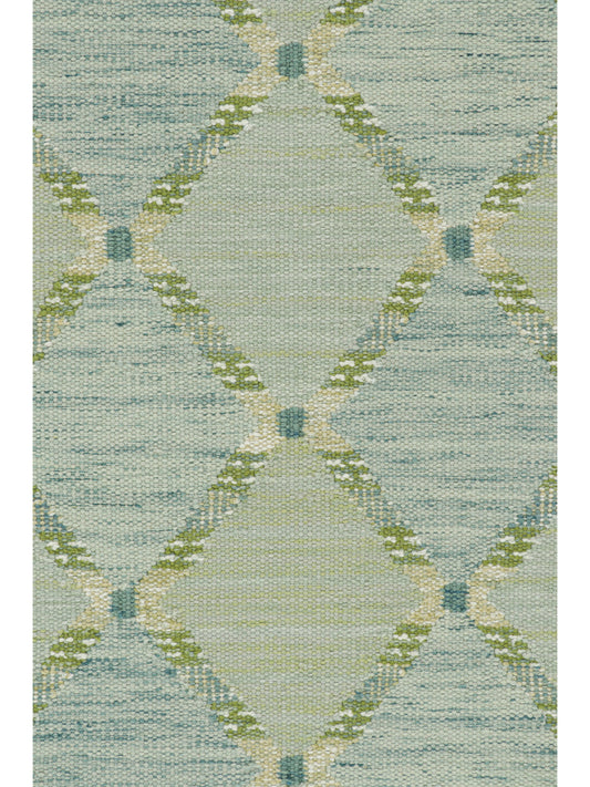 Rug & Kilim's Scandinavian Rug in Green and Blue Lattice Diamond Patterns Rugs