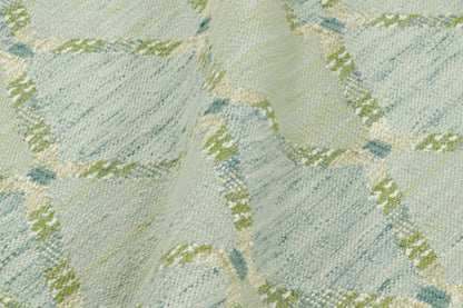 Rug & Kilim's Scandinavian Rug in Green and Blue Lattice Diamond Patterns Rugs