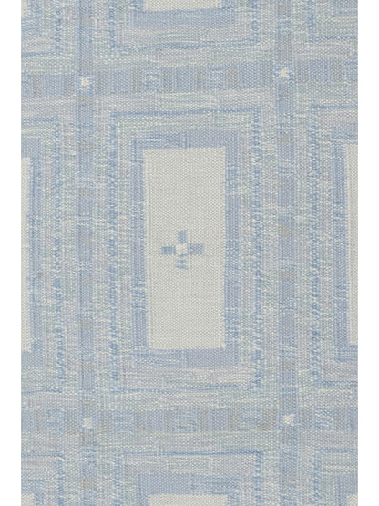 Rug & Kilim's Scandinavian Rug with Ice Blue and White Geometric Patterns Rugs