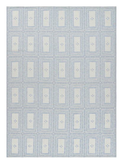 Rug & Kilim's Scandinavian Rug with Ice Blue and White Geometric Patterns Rugs
