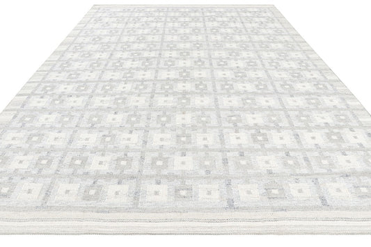 Rug & Kilim's Scandinavian Rug in White and Gray Geometric Patterns Rugs