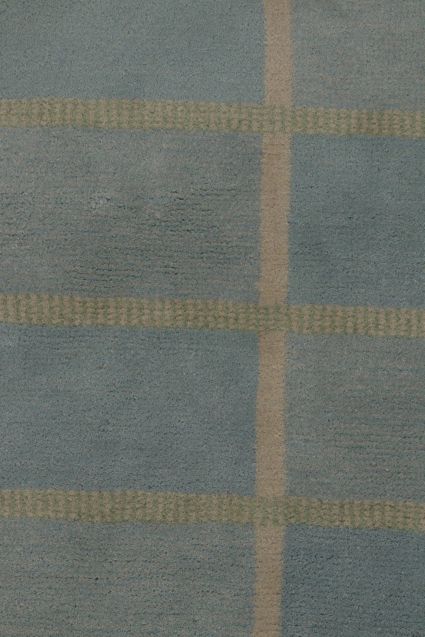 Rug & Kilim's Swedish Art Deco Rug in Dusty Blue with Geometric Pattern Rugs