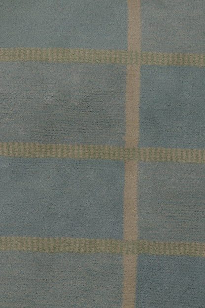 Rug & Kilim's Swedish Art Deco Rug in Dusty Blue with Geometric Pattern Rugs