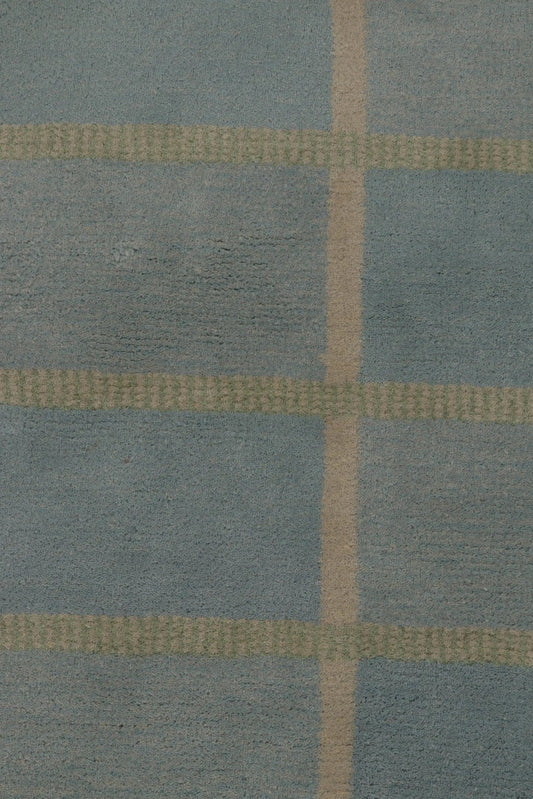 Rug & Kilim's Swedish Art Deco Rug in Dusty Blue with Geometric Pattern Rugs