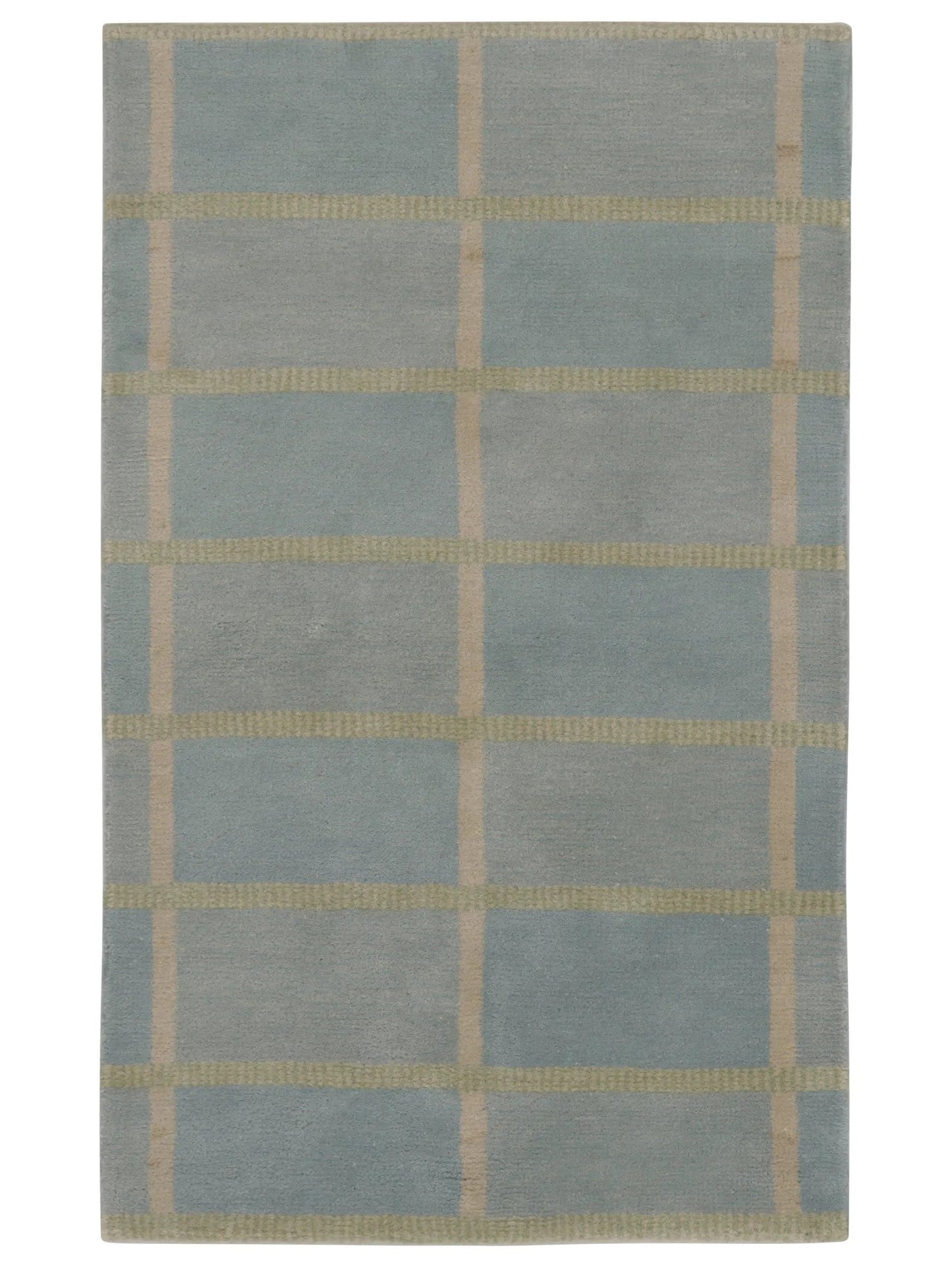 Rug & Kilim's Swedish Art Deco Rug in Dusty Blue with Geometric Pattern Rugs