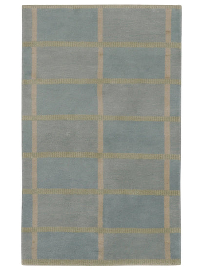 Rug & Kilim's Swedish Art Deco Rug in Dusty Blue with Geometric Pattern Rugs