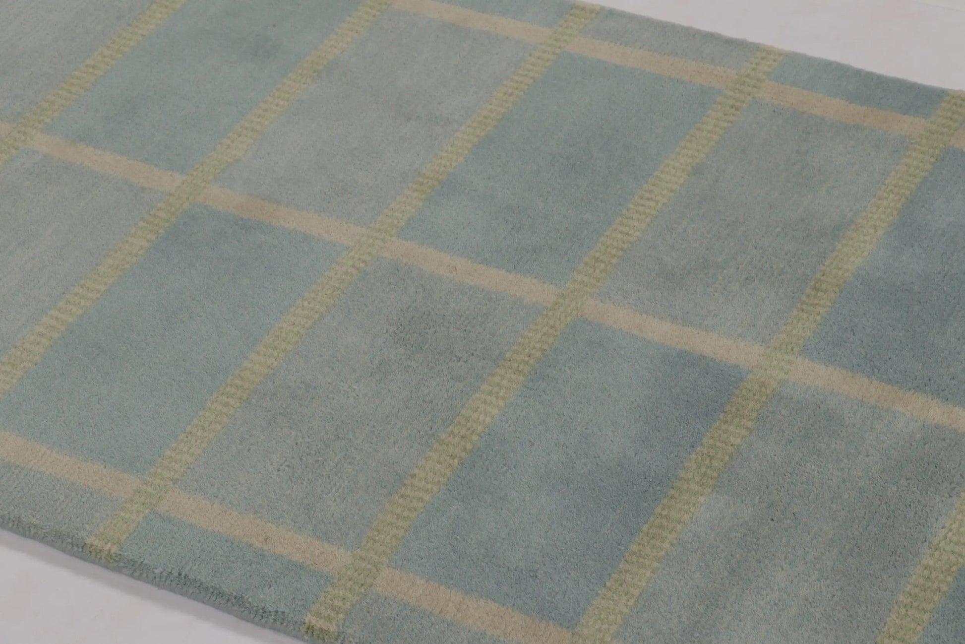 Rug & Kilim's Swedish Art Deco Rug in Dusty Blue with Geometric Pattern Rugs