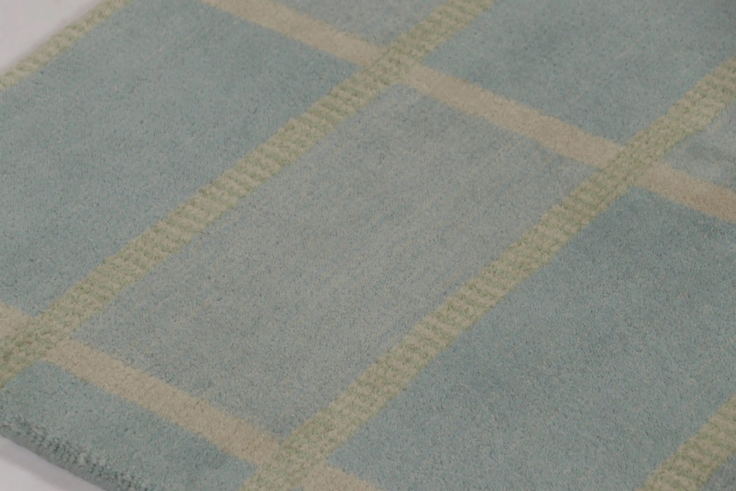 Rug & Kilim's Swedish Art Deco Rug in Dusty Blue with Geometric Pattern Rugs