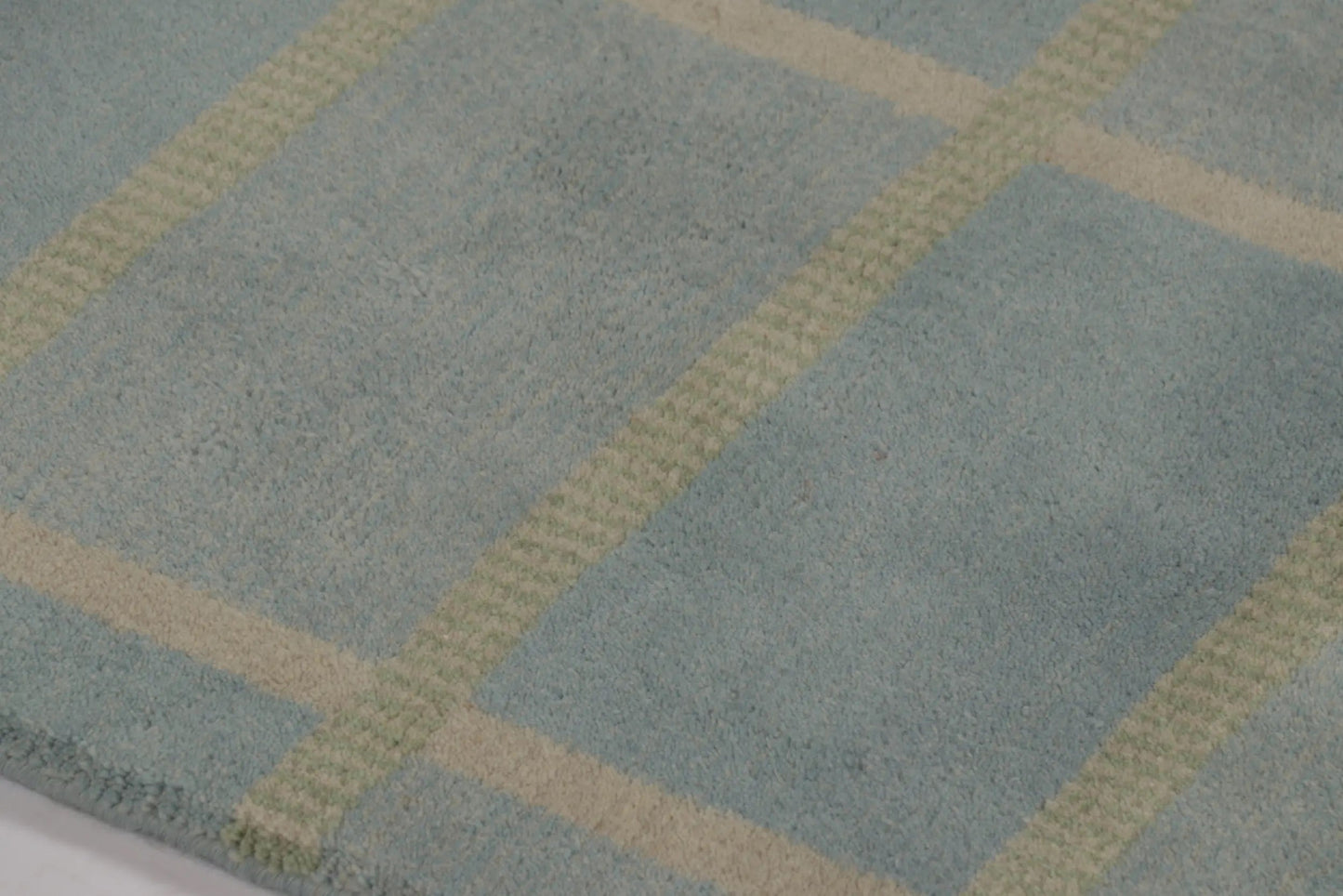 Rug & Kilim's Swedish Art Deco Rug in Dusty Blue with Geometric Pattern Rugs