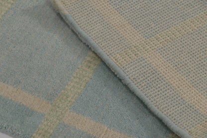 Rug & Kilim's Swedish Art Deco Rug in Dusty Blue with Geometric Pattern Rugs