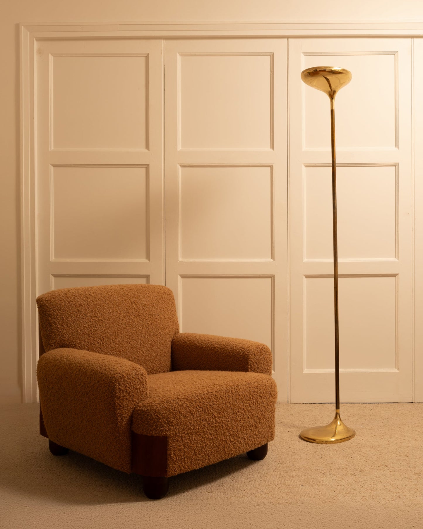Polished Brass Sculptural Floor Uplighter by Giovanni Santoni, Italy, 1970s Floor Lamps