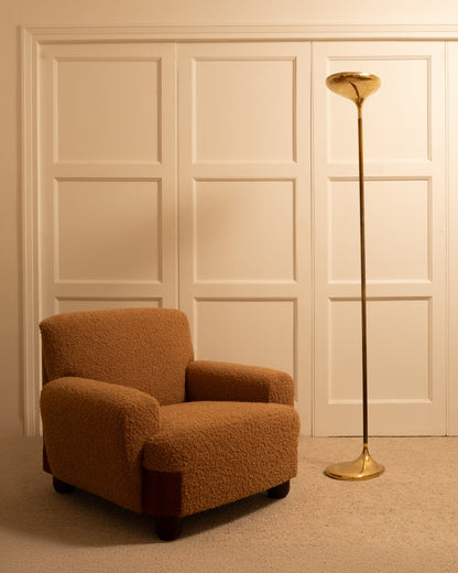 Polished Brass Sculptural Floor Uplighter by Giovanni Santoni, Italy, 1970s Floor Lamps