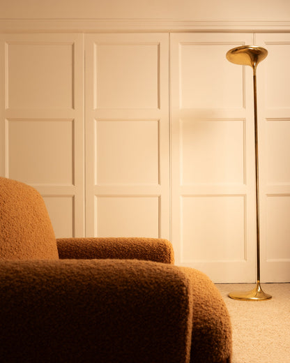 Polished Brass Sculptural Floor Uplighter by Giovanni Santoni, Italy, 1970s Floor Lamps
