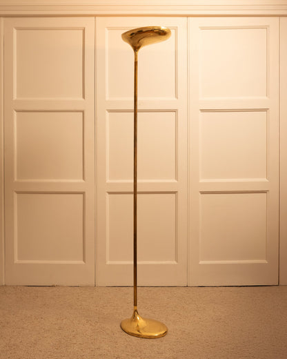 Polished Brass Sculptural Floor Uplighter by Giovanni Santoni, Italy, 1970s Floor Lamps
