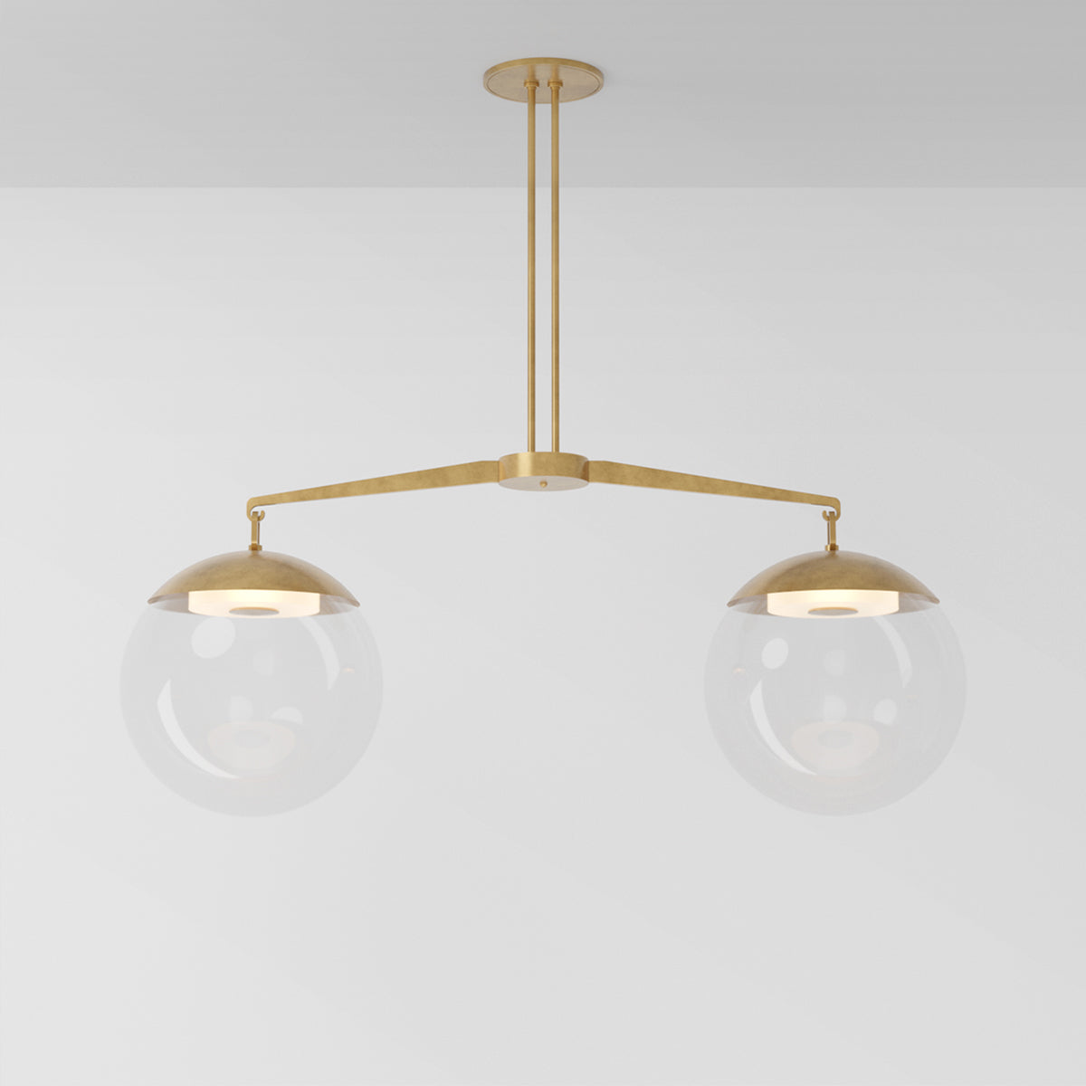 Scales 16 Pendant Light in Aged Brass Clear Glass Pendant Lights