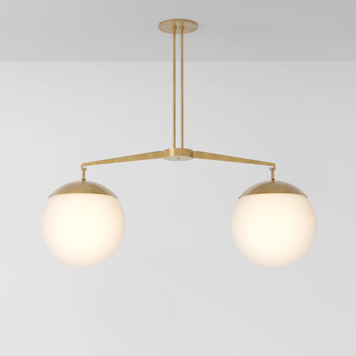 Scales 16 Pendant Light in Aged Brass Opal Glass Pendant Lights