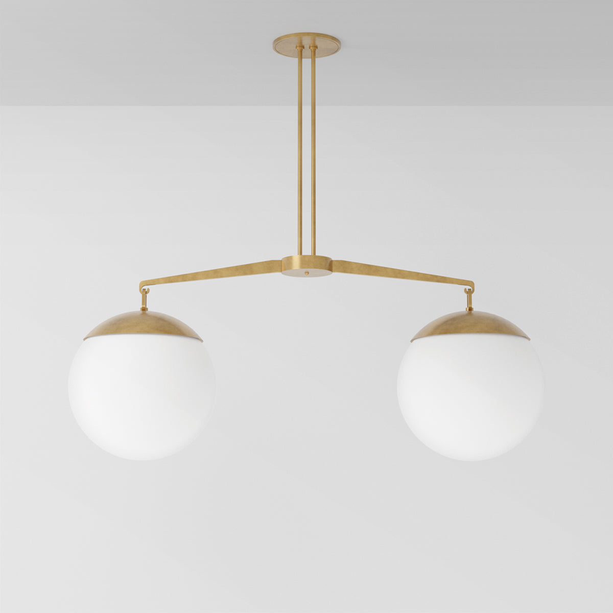 Scales 16 Pendant Light in Aged Brass Opal Glass Pendant Lights