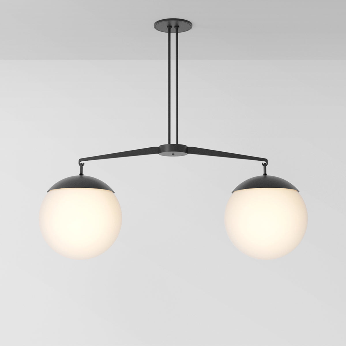 Scales 16 Pendant Light in Matte Black Opal Glass Pendant Lights