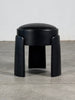 Sculptural Black Ash Wood Stool with Premium G. A. Full-Grain Leather, FORME Stools