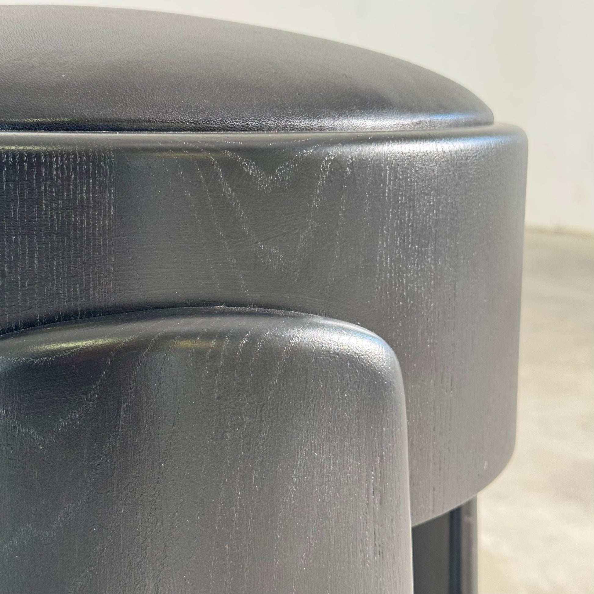 Sculptural Black Ash Wood Stool with Premium G. A. Full-Grain Leather, FORME Stools