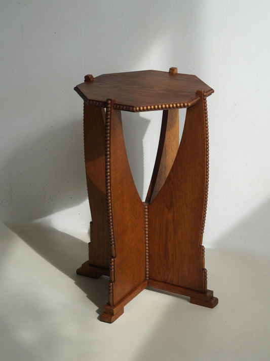Sculptural Dutch Art Deco Amsterdam School Pedestal Table, 1920s End Tables