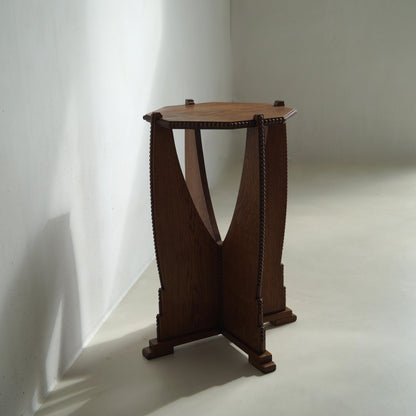 Sculptural Dutch Art Deco Amsterdam School Pedestal Table, 1920s End Tables
