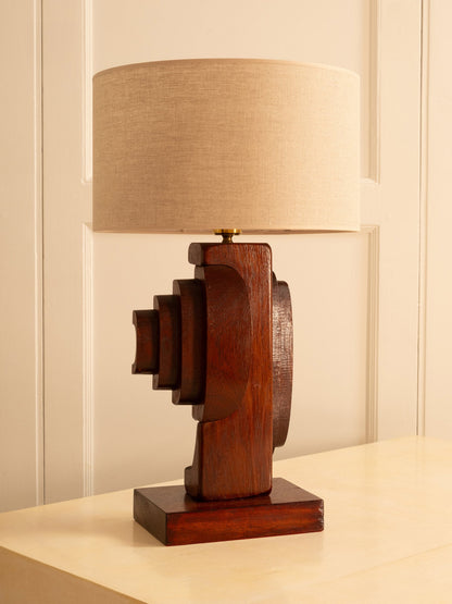 Sculptural Wooden Lamp, Italy 1960s Table Lamps