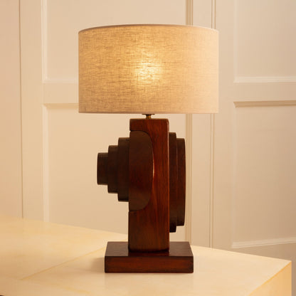 Sculptural Wooden Lamp, Italy 1960s Table Lamps