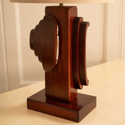 Sculptural Wooden Lamp, Italy 1960s Table Lamps