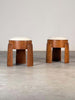 Sculptural Wooden Stools with Dedar Boucle Fabric by Forme Stools