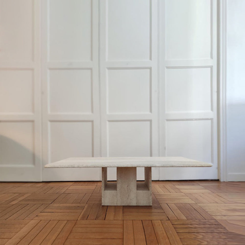 Sculptural Travertine Coffee Table by Claude Berraldacci