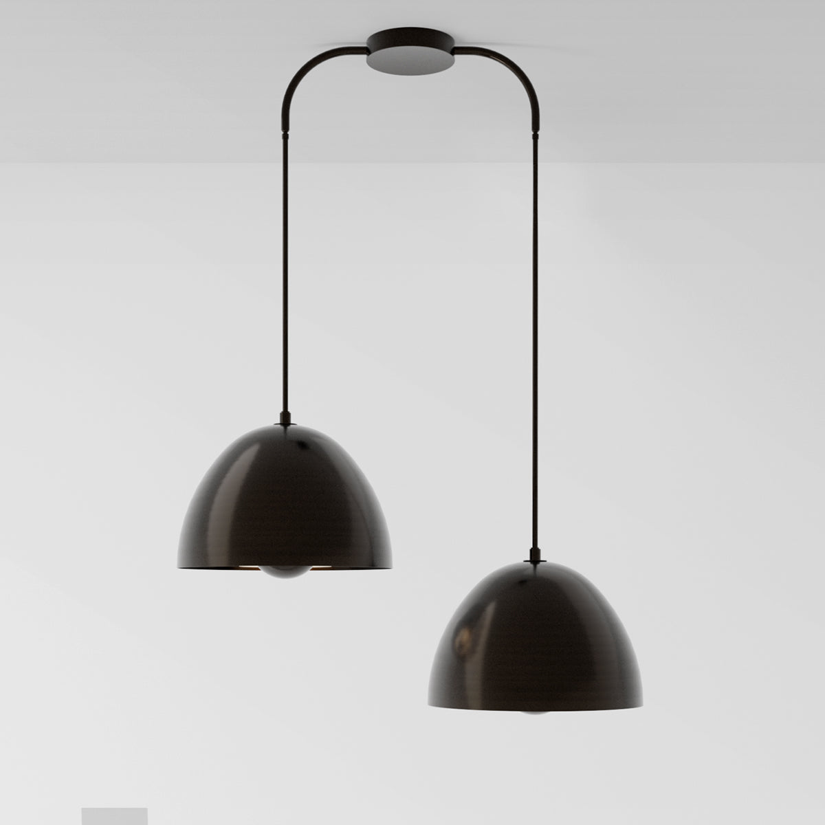 Seesa Offset 18 Pendant Light in Black Brass Pendant Lights