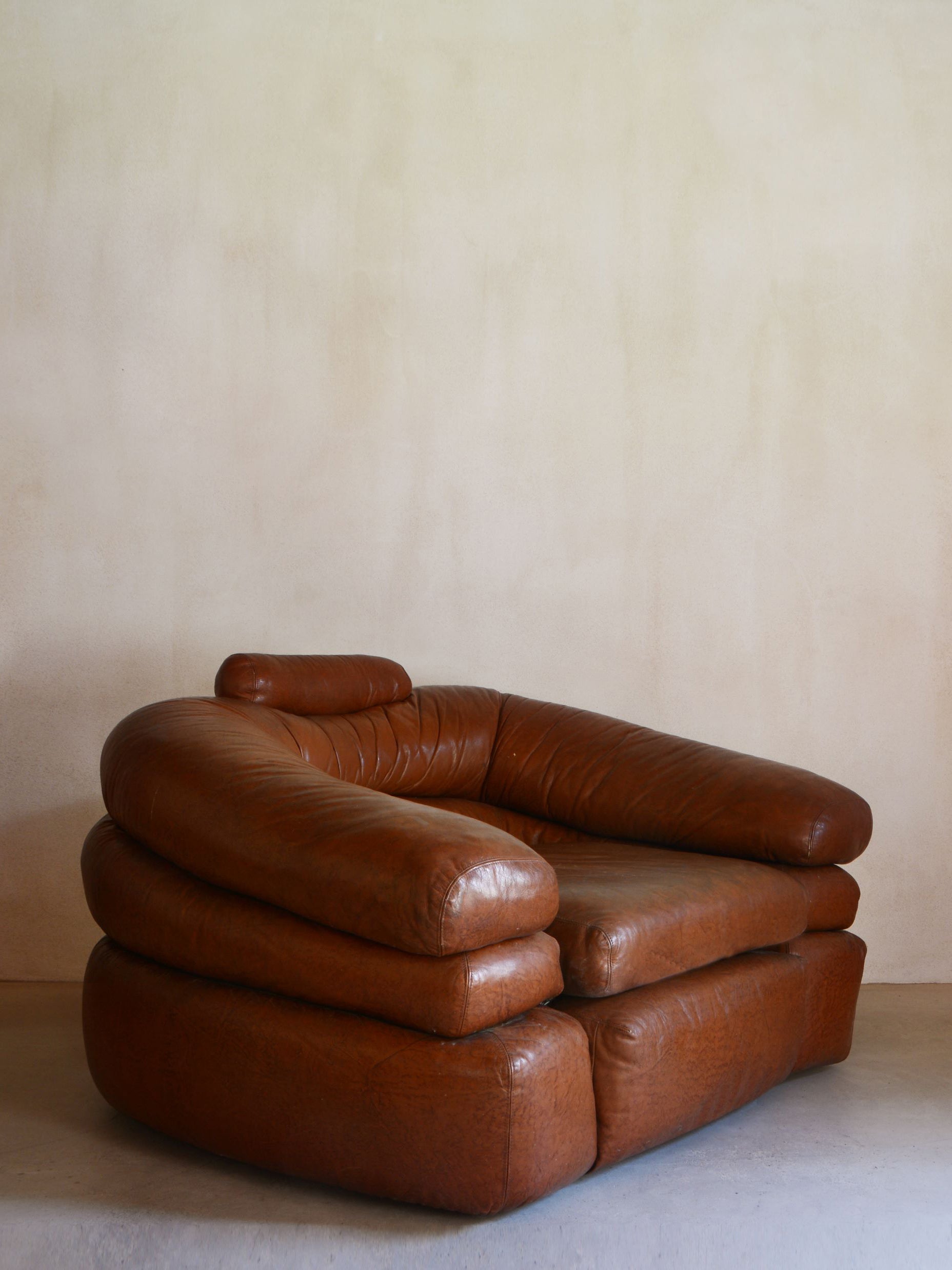 Straccio Armchair and Pouf Set by De Pas, Durbino & Lomazzi for Zanotta in Original Leather Chairs