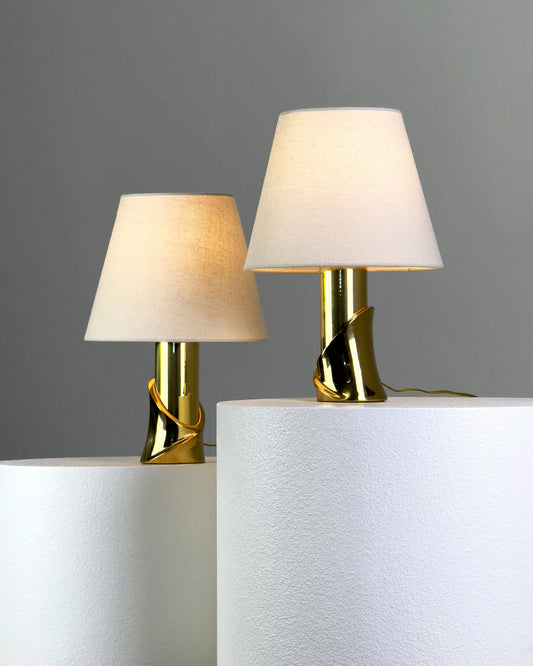 Set of 2 Sculptural Brass Table Lamps - Italy, 1960s/70s Table Lamps