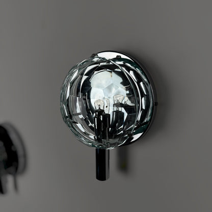 Set of 3 Faceted Glass Wall Lights by Pia Guidetti Crippa for Lumi Milano, 1960s Sconces