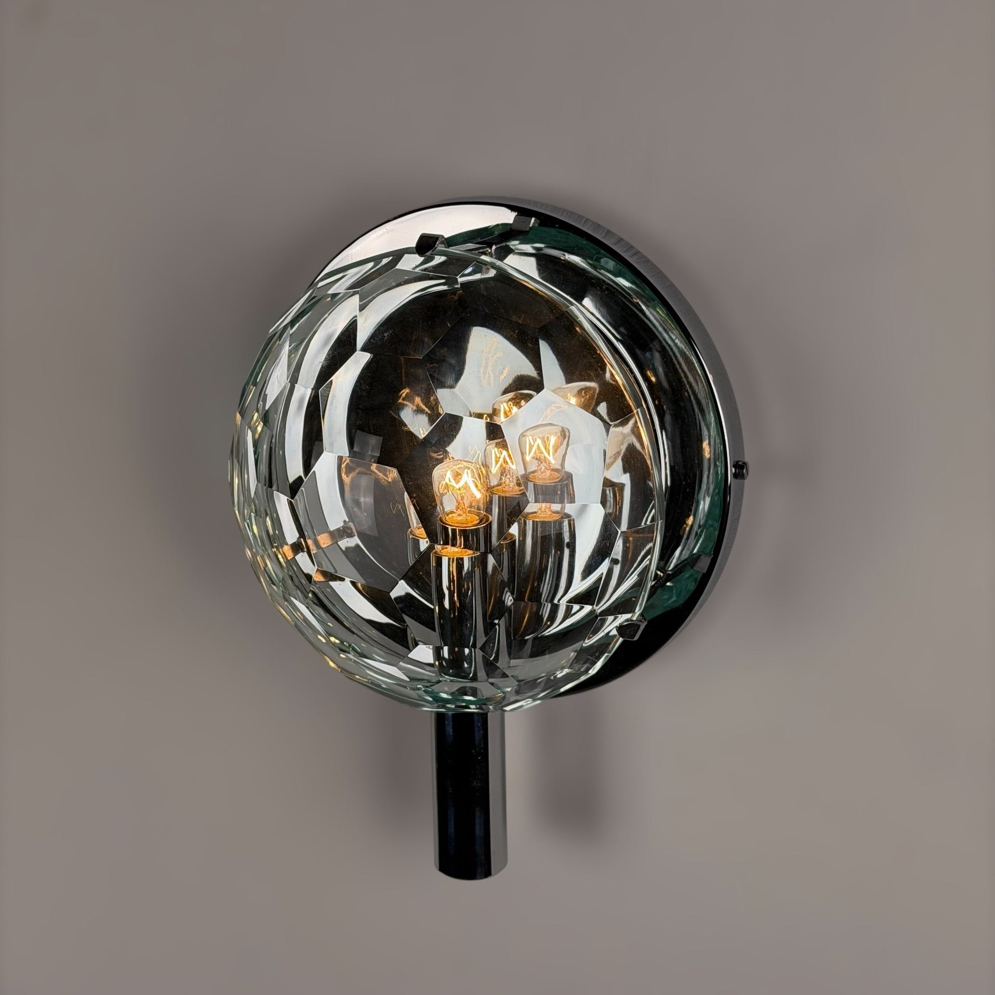 Set of 3 Faceted Glass Wall Lights by Pia Guidetti Crippa for Lumi Milano, 1960s Sconces