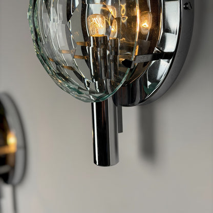 Set of 3 Faceted Glass Wall Lights by Pia Guidetti Crippa for Lumi Milano, 1960s Sconces