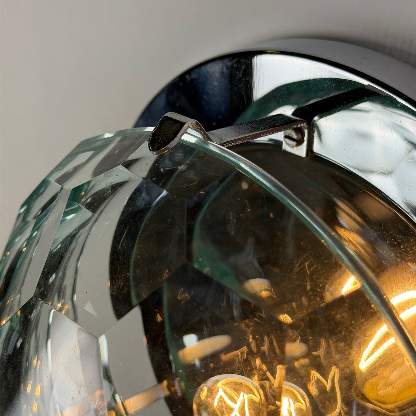 Set of 3 Faceted Glass Wall Lights by Pia Guidetti Crippa for Lumi Milano, 1960s Sconces
