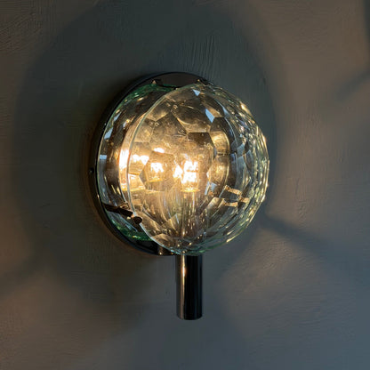 Set of 3 Faceted Glass Wall Lights by Pia Guidetti Crippa for Lumi Milano, 1960s Sconces