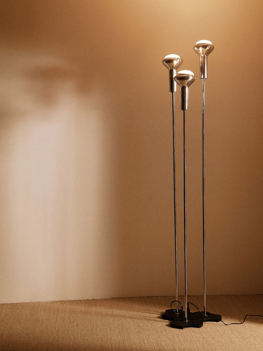 Set of 3 Model 1073 Floor Lamps by Gino Sarfatti for Arteluce, Italy, Circa 1970 Floor Lamps