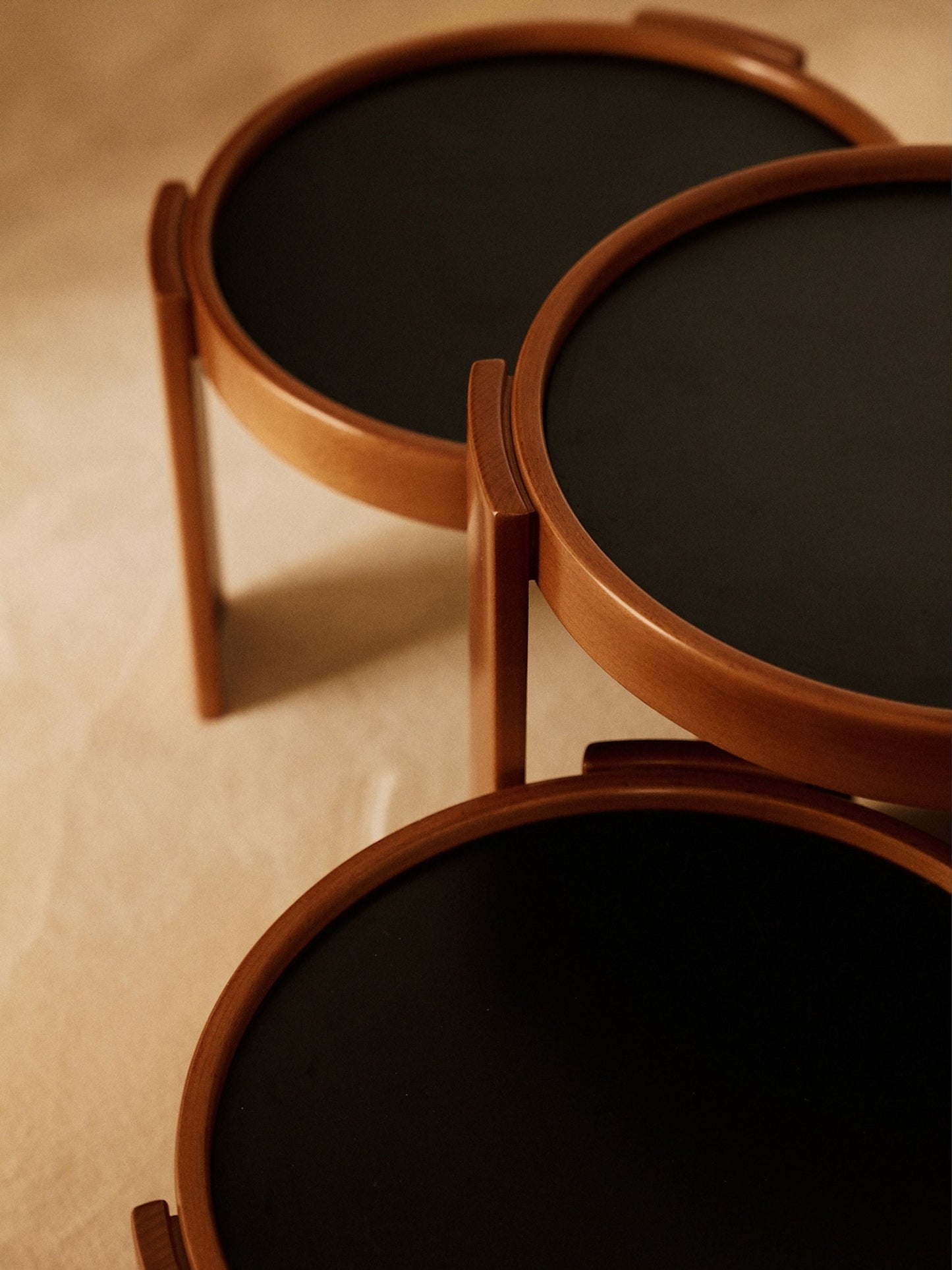 Set of 4 Reversible Nesting Tables by Gianfranco Frattini for Cassina, Italy, Circa 1960 Nesting Tables