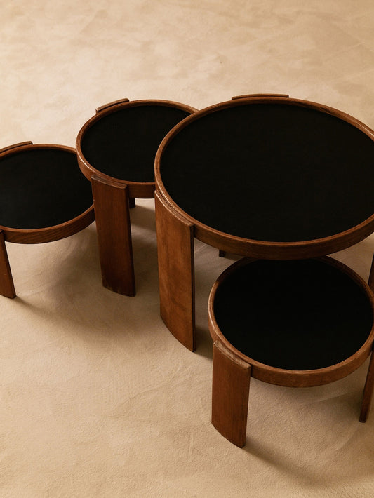 Set of 4 Reversible Nesting Tables by Gianfranco Frattini for Cassina, Italy, Circa 1960 Nesting Tables