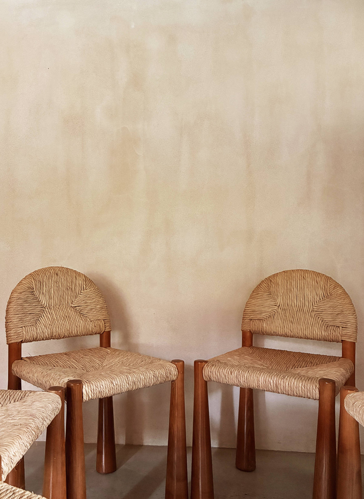 Alessandro Becchi "Toscanolla" dining chair for Giovannetti, two chairs side by side