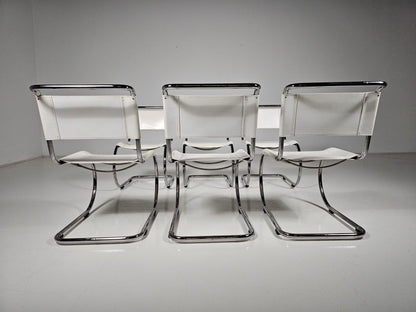 Set of 6 Mies Van Der Rohe MR10 White Cantilever Dining Chairs for Thonet, 1980s Dining Chairs