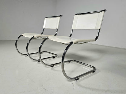 Set of 6 Mies Van Der Rohe MR10 White Cantilever Dining Chairs for Thonet, 1980s Dining Chairs